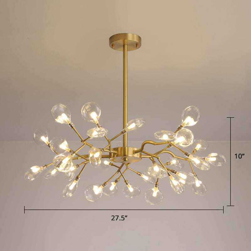 Heracleum Living Room Chandelier Lamp Blown Glass 30 Bulbs Postmodern Pendant Light Fixture Gold Clear Clearhalo 'Ceiling Lights' 'Chandeliers' 'Modern Chandeliers' 'Modern' Lighting' 2389958