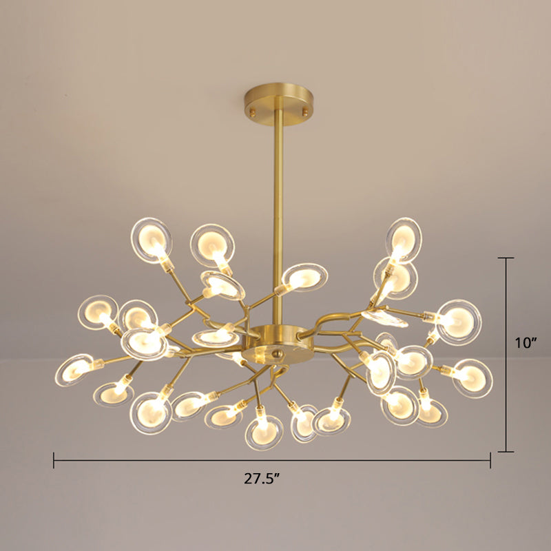 Heracleum Living Room Chandelier Lamp Blown Glass 30 Bulbs Postmodern Pendant Light Fixture Gold White Clearhalo 'Ceiling Lights' 'Chandeliers' 'Modern Chandeliers' 'Modern' Lighting' 2389963
