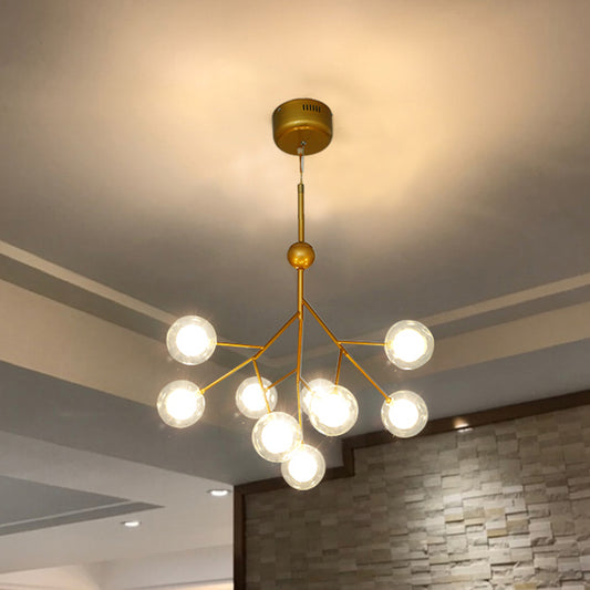 Simplicity 9 Heads Chandelier Tree Branch Suspension Light with Dual Ball Glass Shade Clearhalo 'Ceiling Lights' 'Chandeliers' 'Modern Chandeliers' 'Modern' Lighting' 2389968