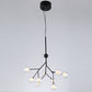 Simplicity 9 Heads Chandelier Tree Branch Suspension Light with Dual Ball Glass Shade Black Clearhalo 'Ceiling Lights' 'Chandeliers' 'Modern Chandeliers' 'Modern' Lighting' 2389969