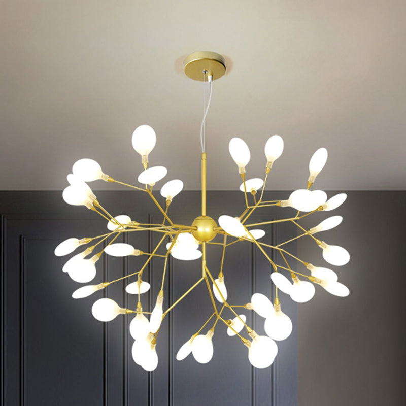 Firefly Chandelier Lighting Nordic Style Acrylic Restaurant LED Pendant Lamp in Gold Clearhalo 'Ceiling Lights' 'Chandeliers' 'Modern Chandeliers' 'Modern' Lighting' 2389975