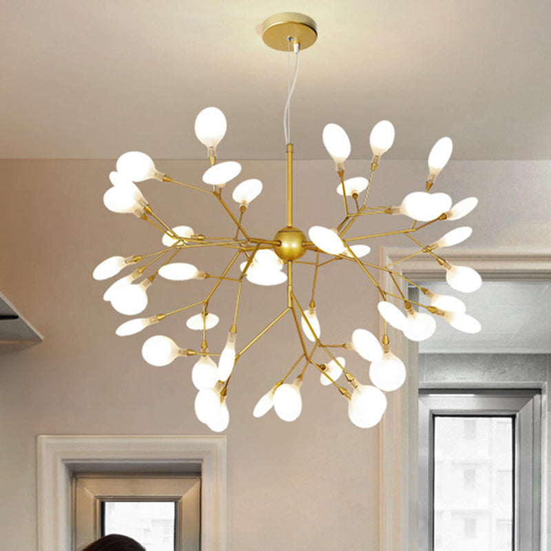 Firefly Chandelier Lighting Nordic Style Acrylic Restaurant LED Pendant Lamp in Gold Clearhalo 'Ceiling Lights' 'Chandeliers' 'Modern Chandeliers' 'Modern' Lighting' 2389976