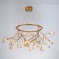 Postmodern Twig Hanging Light Fixture Glass Bedroom Ceiling Chandelier with Metal Ring 36 Gold Clearhalo 'Ceiling Lights' 'Chandeliers' 'Clear' 'Industrial' 'Modern Chandeliers' 'Modern' 'Tiffany' 'Traditional Chandeliers' Lighting' 2389992
