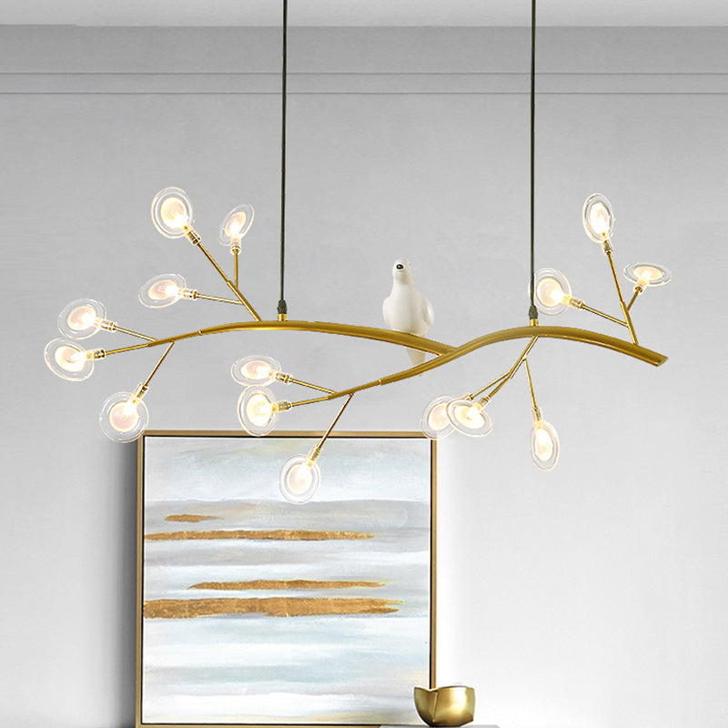 Tree Branch Island Light Postmodern Metal 15-Head Restaurant Hanging Lamp with Bird Decoration Clearhalo 'Ceiling Lights' 'Island Lights' Lighting' 2390005