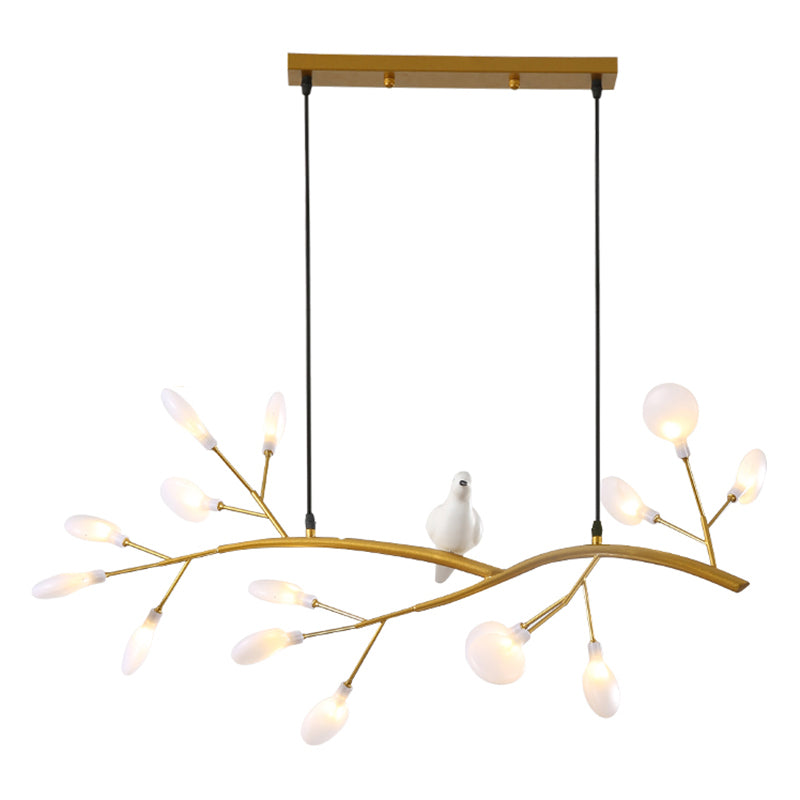Tree Branch Island Light Postmodern Metal 15-Head Restaurant Hanging Lamp with Bird Decoration Clearhalo 'Ceiling Lights' 'Island Lights' Lighting' 2390011