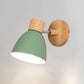 Macaron Swivelable Bell Shade Wall Lighting Metallic Single Bedroom Wall Mount Light with Wood Decor Green Clearhalo 'Wall Lamps & Sconces' 'Wall Lights' Lighting' 2390049