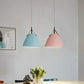 Macaron Conical Pendant Lamp Metallic 1 Head Dining Room Ceiling Light with Acrylic Diffuser and Leather Strap Pink Clearhalo 'Ceiling Lights' 'Pendant Lights' 'Pendants' Lighting' 2390127