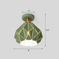 Laser-Cut Diamond Shaped Ceiling Light Macaron Iron 1 Head Corridor Semi Flush Mount Light Green Clearhalo 'Ceiling Lights' 'Close To Ceiling Lights' 'Close to ceiling' 'Semi-flushmount' Lighting' 2390232