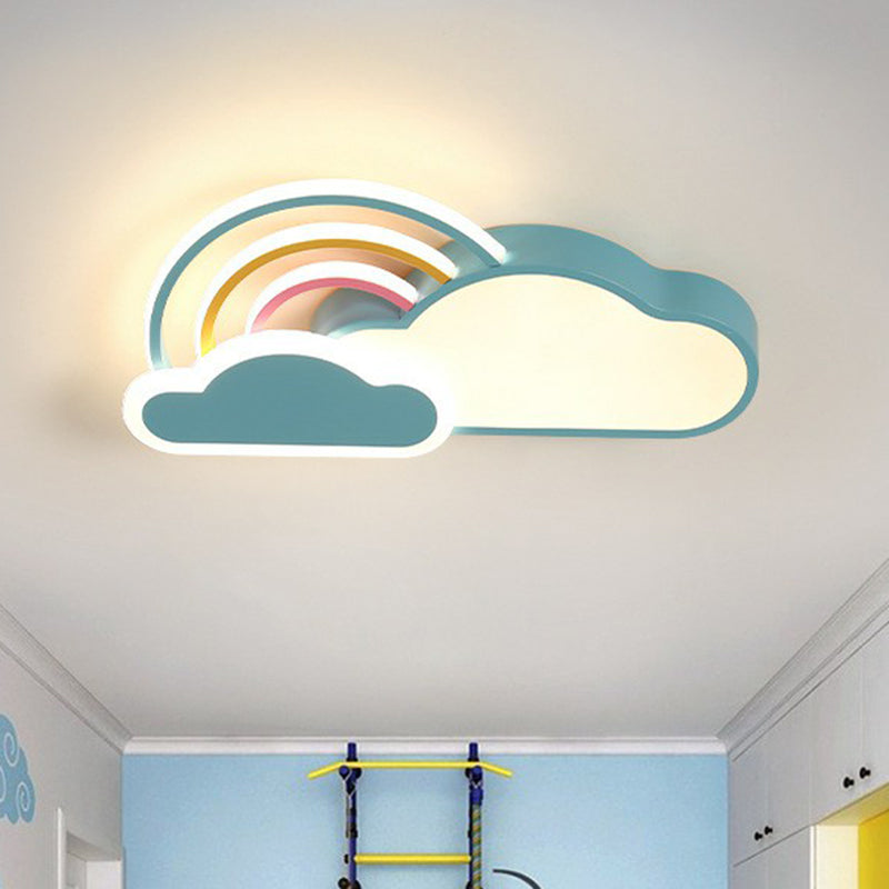 Cloud and Rainbow Kindergarten Flush Light Acrylic Cartoon LED Ceiling Mount Light Fixture Blue Third Gear Clearhalo 'Ceiling Lights' 'Close To Ceiling Lights' 'Close to ceiling' 'Flush mount' Lighting' 2390240