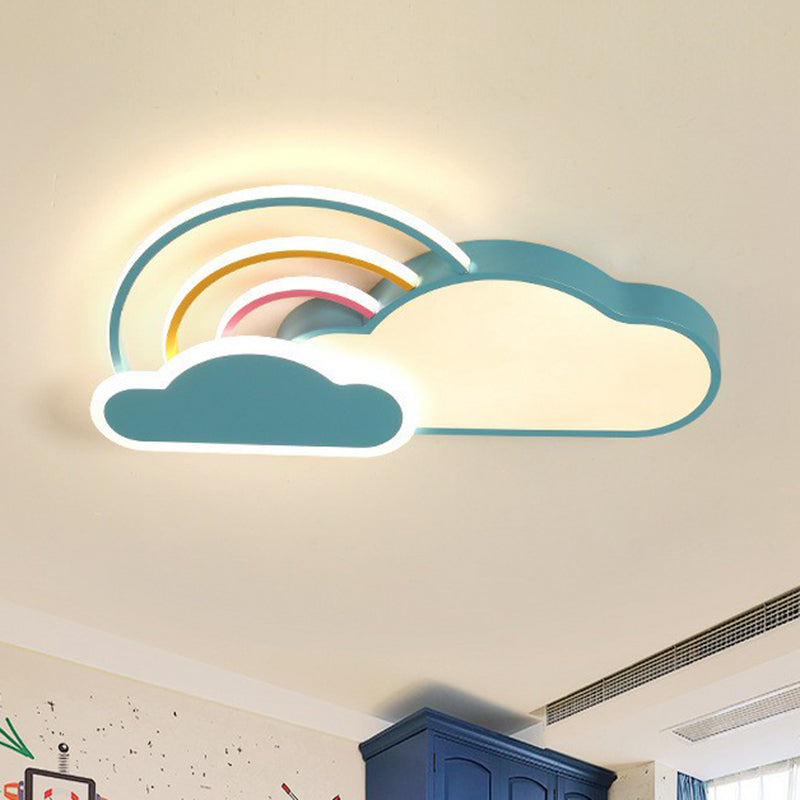 Cloud and Rainbow Kindergarten Flush Light Acrylic Cartoon LED Ceiling Mount Light Fixture Blue Warm Clearhalo 'Ceiling Lights' 'Close To Ceiling Lights' 'Close to ceiling' 'Flush mount' Lighting' 2390241