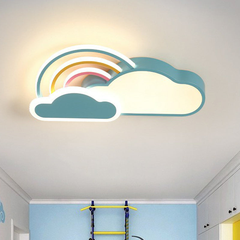 Cloud and Rainbow Kindergarten Flush Light Acrylic Cartoon LED Ceiling Mount Light Fixture Blue White Clearhalo 'Ceiling Lights' 'Close To Ceiling Lights' 'Close to ceiling' 'Flush mount' Lighting' 2390242