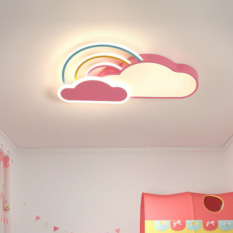 Cloud and Rainbow Kindergarten Flush Light Acrylic Cartoon LED Ceiling Mount Light Fixture Pink Third Gear Clearhalo 'Ceiling Lights' 'Close To Ceiling Lights' 'Close to ceiling' 'Flush mount' Lighting' 2390244