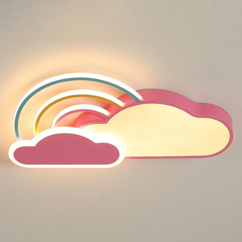Cloud and Rainbow Kindergarten Flush Light Acrylic Cartoon LED Ceiling Mount Light Fixture Pink Warm Clearhalo 'Ceiling Lights' 'Close To Ceiling Lights' 'Close to ceiling' 'Flush mount' Lighting' 2390247