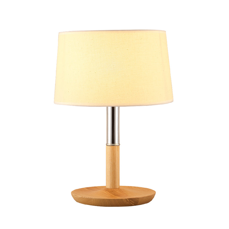 Simplicity Shaded Table Lamp Fabric 1-Light Bedroom Night Light with Wooden Base Clearhalo 'Lamps' 'Table Lamps' Lighting' 2390294