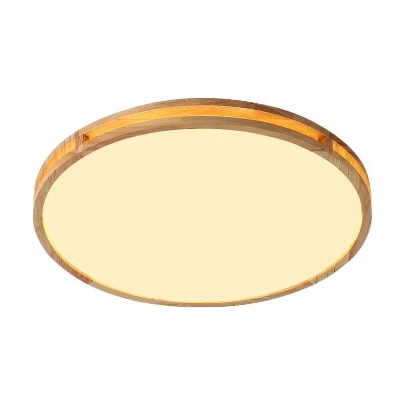 Wooden Disc Flush Ceiling Light Nordic LED Beige Flush Mount with Acrylic Diffuser Clearhalo 'Ceiling Lights' 'Close To Ceiling Lights' 'Close to ceiling' 'Flush mount' Lighting' 2390312