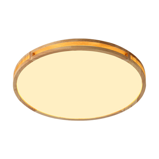 Wooden Disc Flush Ceiling Light Nordic LED Beige Flush Mount with Acrylic Diffuser Clearhalo 'Ceiling Lights' 'Close To Ceiling Lights' 'Close to ceiling' 'Flush mount' Lighting' 2390312