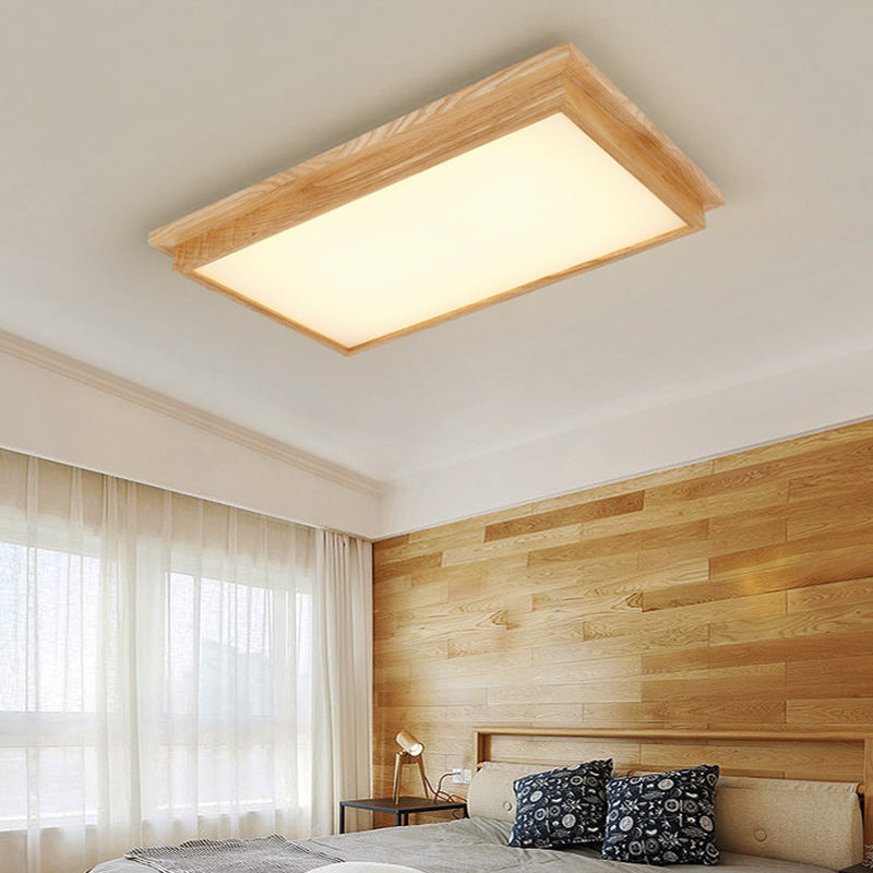 Rectangle Living Room Ceiling Lamp Ash Wood Minimalist LED Flush Mount Lighting Clearhalo 'Ceiling Lights' 'Close To Ceiling Lights' 'Close to ceiling' 'Flush mount' Lighting' 2390318