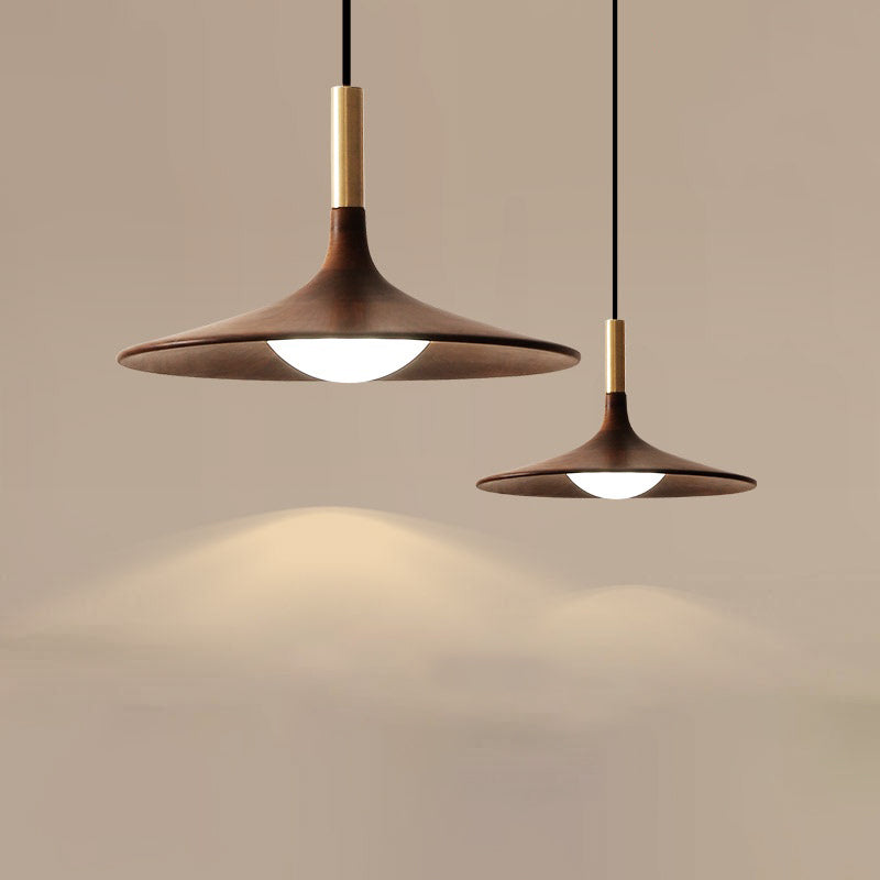 Wooden Trumpet Flare Pendant Lamp Minimalistic LED Suspension Light for Tea Room Clearhalo 'Ceiling Lights' 'Modern Pendants' 'Modern' 'Pendant Lights' 'Pendants' Lighting' 2390395