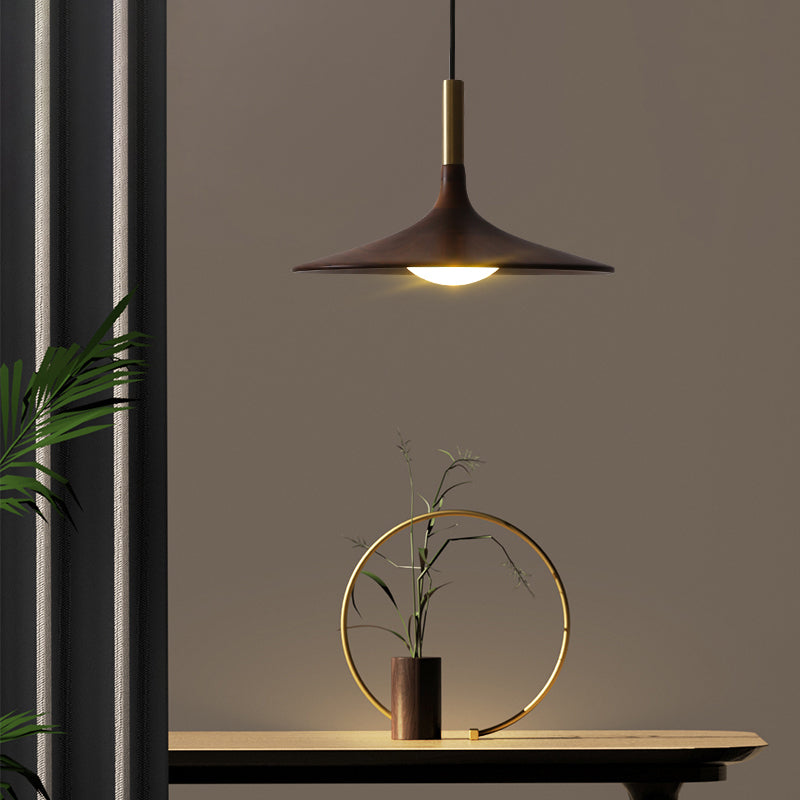 Wooden Trumpet Flare Pendant Lamp Minimalistic LED Suspension Light for Tea Room Clearhalo 'Ceiling Lights' 'Modern Pendants' 'Modern' 'Pendant Lights' 'Pendants' Lighting' 2390399