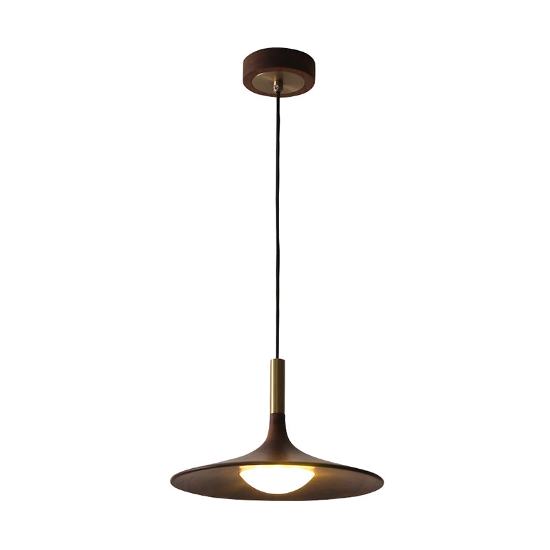 Wooden Trumpet Flare Pendant Lamp Minimalistic LED Suspension Light for Tea Room Clearhalo 'Ceiling Lights' 'Modern Pendants' 'Modern' 'Pendant Lights' 'Pendants' Lighting' 2390401