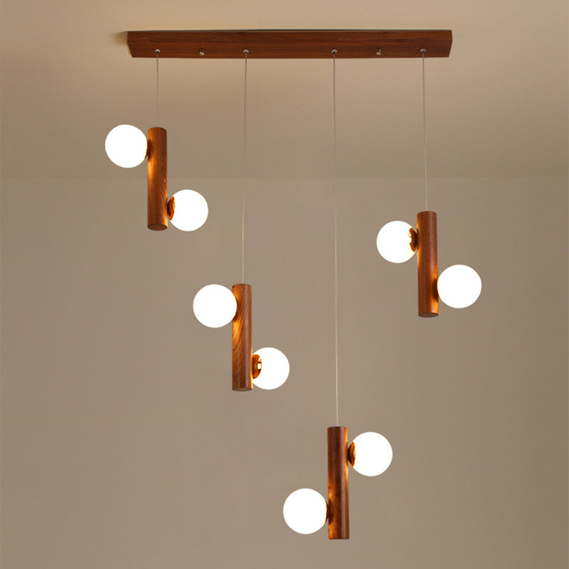 Ball Shaped Cluster Pendant Light Nordic Opal Glass Dining Room Hanging Light Fixture 8 Brown Clearhalo 'Ceiling Lights' 'Modern Pendants' 'Modern' 'Pendant Lights' 'Pendants' Lighting' 2390404
