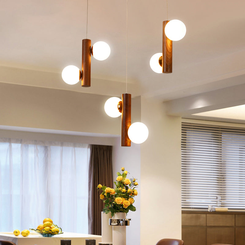 Ball Shaped Cluster Pendant Light Nordic Opal Glass Dining Room Hanging Light Fixture 6 Brown Clearhalo 'Ceiling Lights' 'Modern Pendants' 'Modern' 'Pendant Lights' 'Pendants' Lighting' 2390407