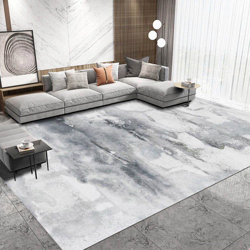 Multi Colored Abstract Printed Rug Polyster Industrial Area Carpet Anti-Slip Backing Machine Washable Indoor Rug for Parlor Dark Gray-White Clearhalo 'Area Rug' 'Rug' 2392086