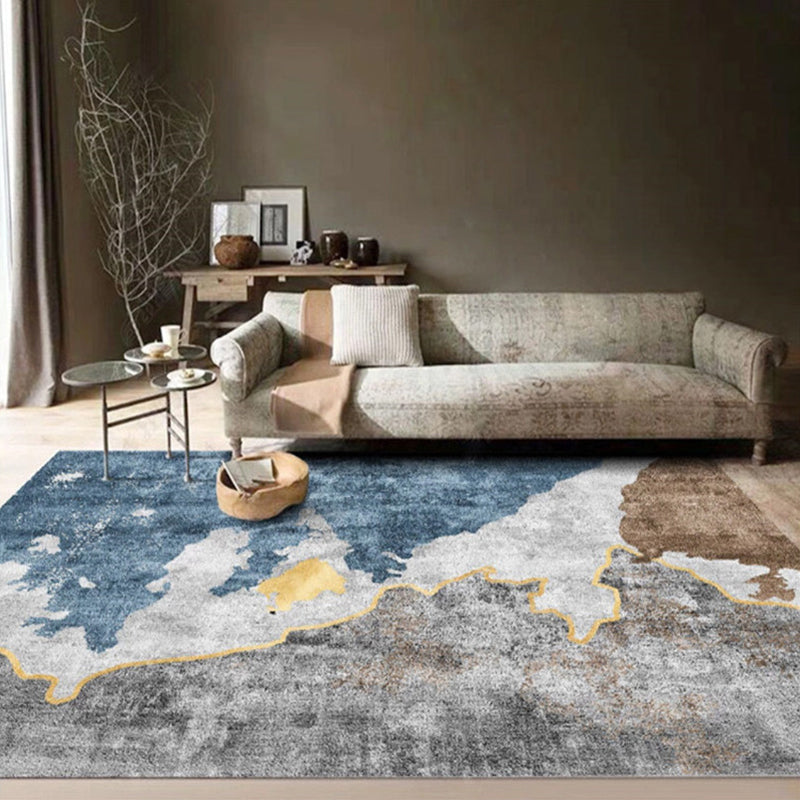 Multi Colored Simplicity Rug Polypropylene Abstract Printed Indoor Rug Non-Slip Backing Pet Friendly Area Carpet for Parlor Dark Blue-Gray Clearhalo 'Area Rug' 'Rug' 2392142