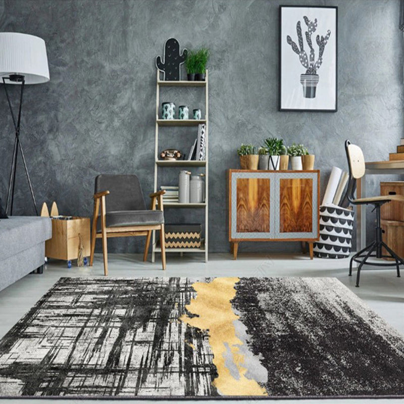 Multi Colored Simplicity Rug Polypropylene Abstract Printed Indoor Rug Non-Slip Backing Pet Friendly Area Carpet for Parlor Dark Gray-Black Clearhalo 'Area Rug' 'Rug' 2392144