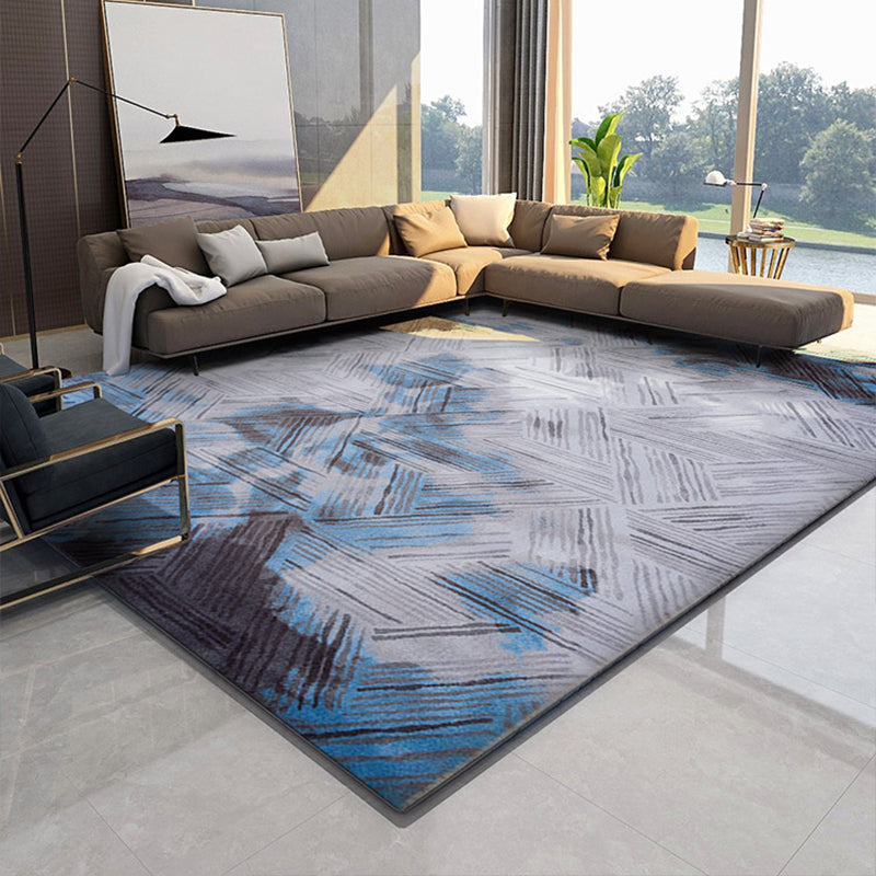 Nordic Living Room Rug Multi Colored Abstract Printed Indoor Rug Cotton Blend Non-Slip Backing Easy Care Carpet Gray Blue Clearhalo 'Area Rug' 'Rugs' 'Shabby Chic' Rug' 2392169