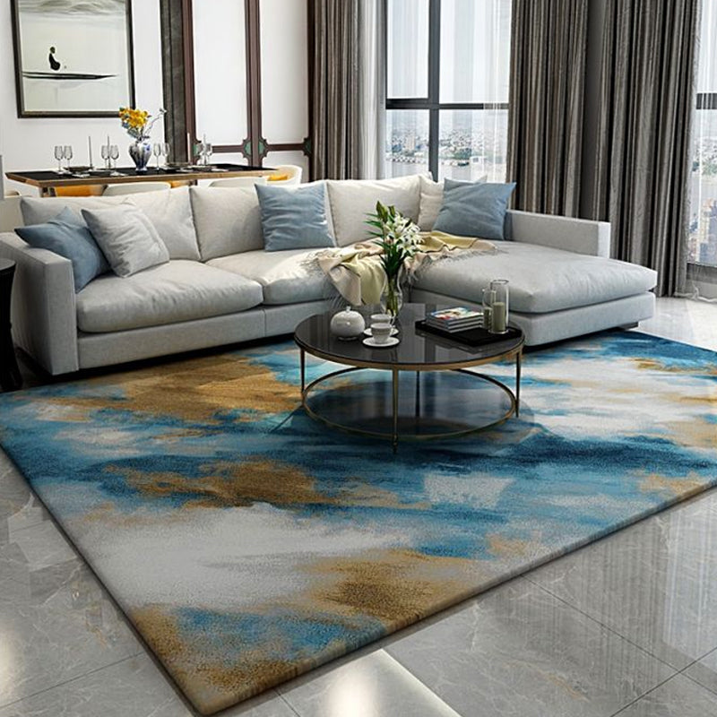 Nordic Living Room Rug Multi Colored Abstract Printed Indoor Rug Cotton Blend Non-Slip Backing Easy Care Carpet Blue Clearhalo 'Area Rug' 'Rugs' 'Shabby Chic' Rug' 2392170
