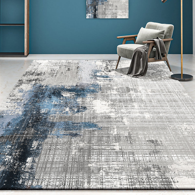 Multi Colored Cyberpunk Rug Polypropylene Abstract Printed Area Carpet Pet Friendly Easy Care Indoor Rug for Parlor Gray Blue Clearhalo 'Area Rug' 'Rug' 2392192