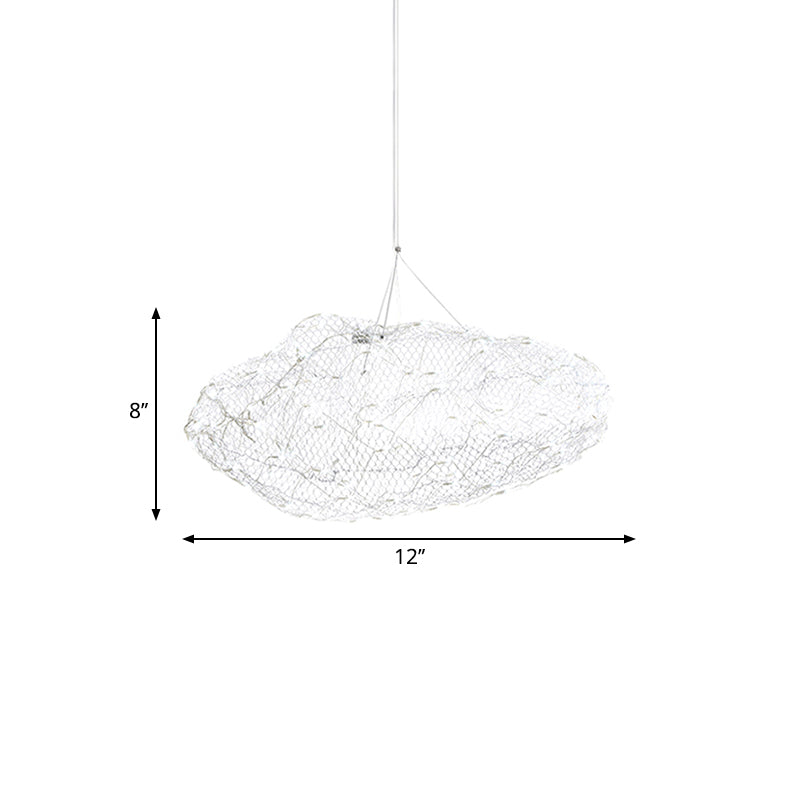 12"/16" W Cloud Shaped Chandelier Light with Mesh Screen Modernist Metal LED Chrome Hanging Lamp, Warm/White Light Clearhalo 'Ceiling Lights' 'Chandeliers' 'Modern Chandeliers' 'Modern' Lighting' 239221