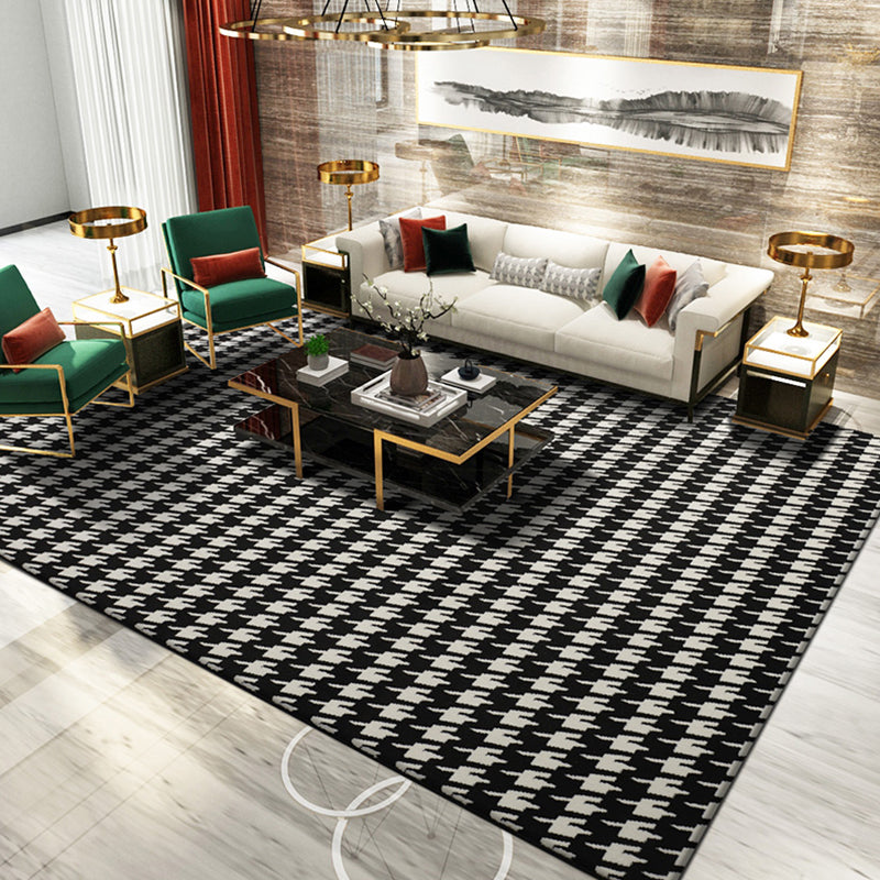 Multi Colored Geometric Print Rug Polypropylene Steampunk Indoor Rug Non-Slip Backing Pet Friendly Area Carpet for Decoration Black-White Clearhalo 'Area Rug' 'Rug' 2392232