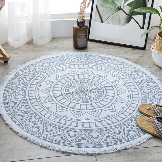Moroccan Tribal Printed Rug Mutli Colored Cotton Indoor Rug Pet Friendly Stain-Resistant Area Carpet for Decoration Light Gray 3' x 3' Clearhalo 'Area Rug' 'Moroccan' 'Rugs' Rug' 2392274