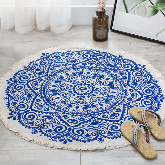 Moroccan Tribal Printed Rug Mutli Colored Cotton Indoor Rug Pet Friendly Stain-Resistant Area Carpet for Decoration Royal Blue Clearhalo 'Area Rug' 'Moroccan' 'Rugs' Rug' 2392276