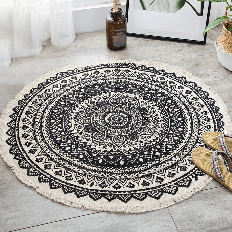 Moroccan Tribal Printed Rug Mutli Colored Cotton Indoor Rug Pet Friendly Stain-Resistant Area Carpet for Decoration Black Clearhalo 'Area Rug' 'Moroccan' 'Rugs' Rug' 2392278