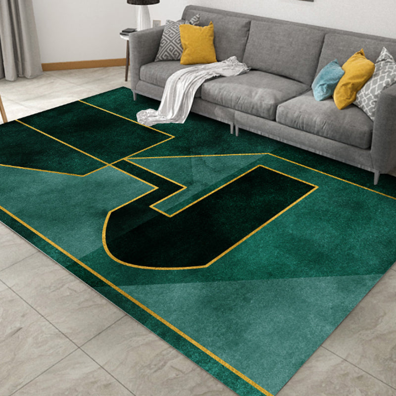 Nordic Living Room Rug Multi Colored Geometric Print Indoor Rug Synthetics Anti-Slip Backing Pet Friendly Carpet Green Clearhalo 'Area Rug' 'Rug' 2392314
