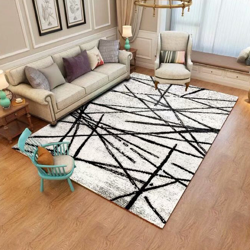 Nordic Living Room Rug Multi Colored Geometric Print Indoor Rug Synthetics Anti-Slip Backing Pet Friendly Carpet Black-White Clearhalo 'Area Rug' 'Rug' 2392315