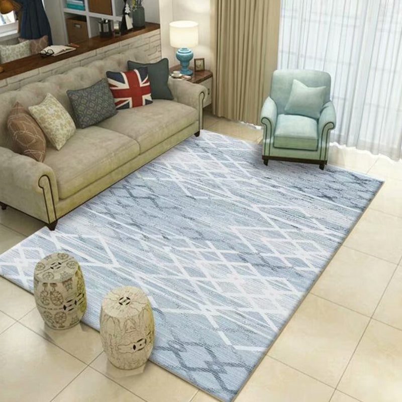 Nordic Living Room Rug Multi Colored Geometric Print Indoor Rug Synthetics Anti-Slip Backing Pet Friendly Carpet Blue-White Clearhalo 'Area Rug' 'Rug' 2392318