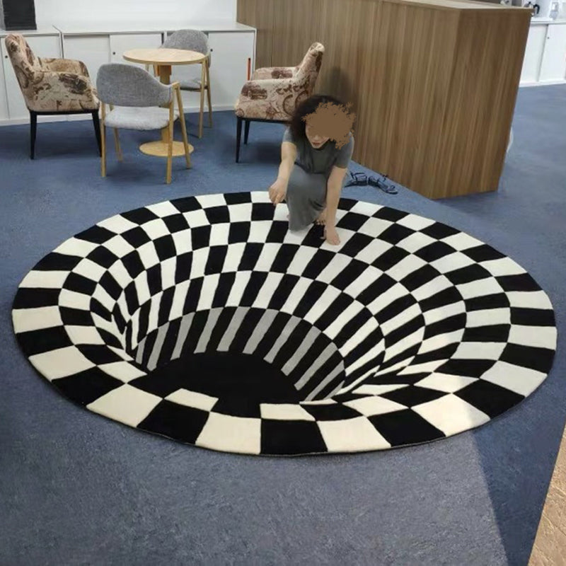 Novelty Living Room Rug Multi Colored Geometric Print Area Carpet Polyster Non-Slip Backing Easy Care Indoor Rug Black-White Clearhalo 'Area Rug' 'Rug' 2392333