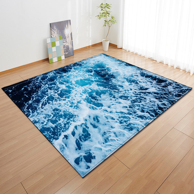 Simple Living Room Rug Multi Colored Printed Area Carpet Synthetics Non-Slip Backing Stain-Resistant Area Rug Light Blue-White Clearhalo 'Area Rug' 'Rug' 2392353