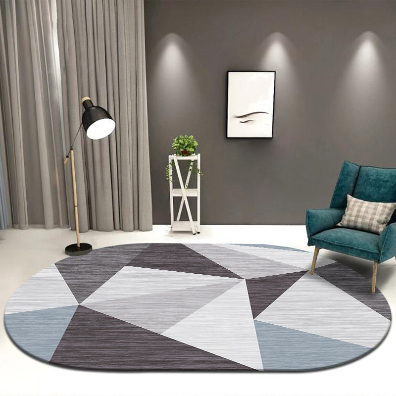 Designer Geo Printed Rug Multi Colored Synthetics Area Carpet Non-Slip Backing Pet Friendly Indoor Rug for Decor Gray-Blue Clearhalo 'Area Rug' 'Rug' 2392410