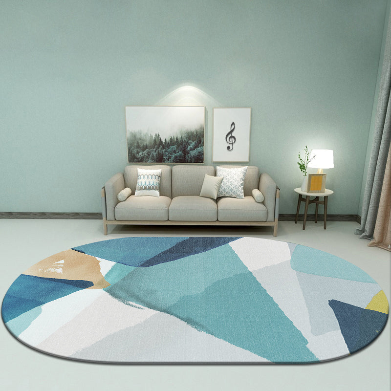 Designer Geo Printed Rug Multi Colored Synthetics Area Carpet Non-Slip Backing Pet Friendly Indoor Rug for Decor Blue Clearhalo 'Area Rug' 'Rug' 2392420
