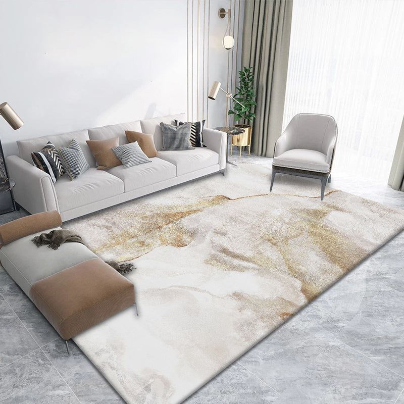 Modern Abstract Print Rug Multi Colored Polypropylene Area Carpet Non-Slip Backing Pet Friendly Area Rug for Room White-Yellow Clearhalo 'Area Rug' 'Rug' 2392443