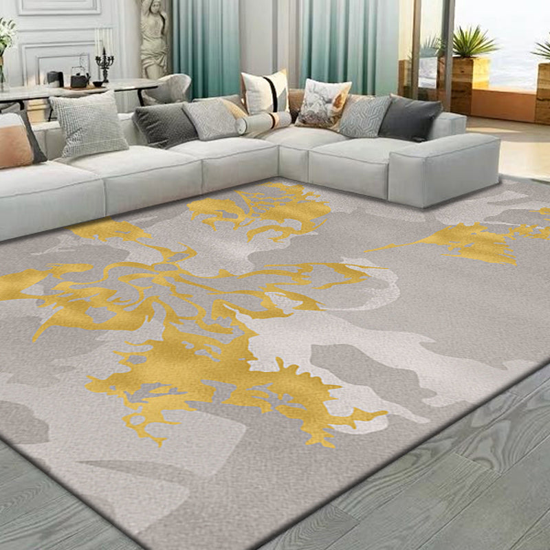 Modern Abstract Print Rug Multi Colored Polypropylene Area Carpet Non-Slip Backing Pet Friendly Area Rug for Room Gray-Yellow Clearhalo 'Area Rug' 'Rug' 2392445