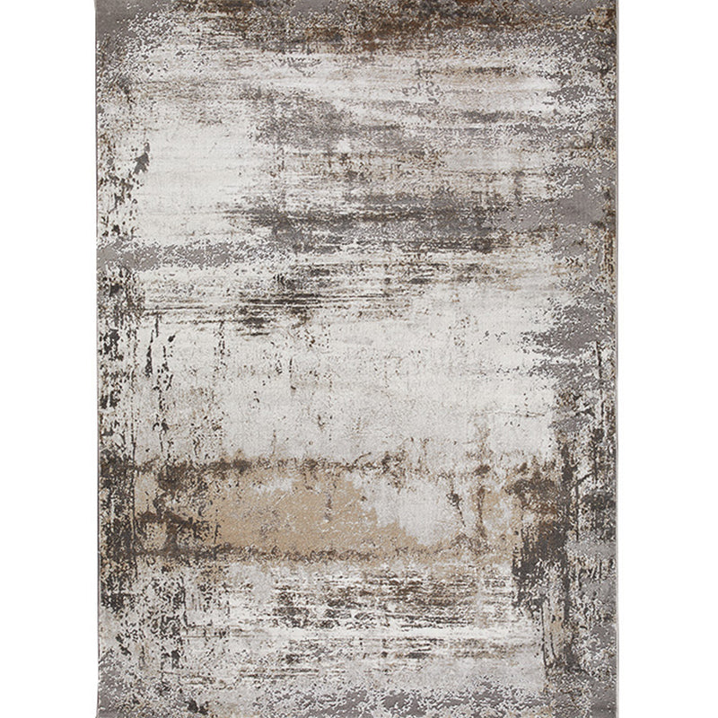 Contemporary Living Room Rug Multi Colored Abstract Print Area Carpet Polyster Non-Slip Backing Pet Friendly Indoor Rug White-Brown Clearhalo 'Area Rug' 'Rug' 2392466
