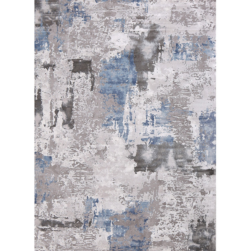 Contemporary Living Room Rug Multi Colored Abstract Print Area Carpet Polyster Non-Slip Backing Pet Friendly Indoor Rug Silver Gray Clearhalo 'Area Rug' 'Rug' 2392473
