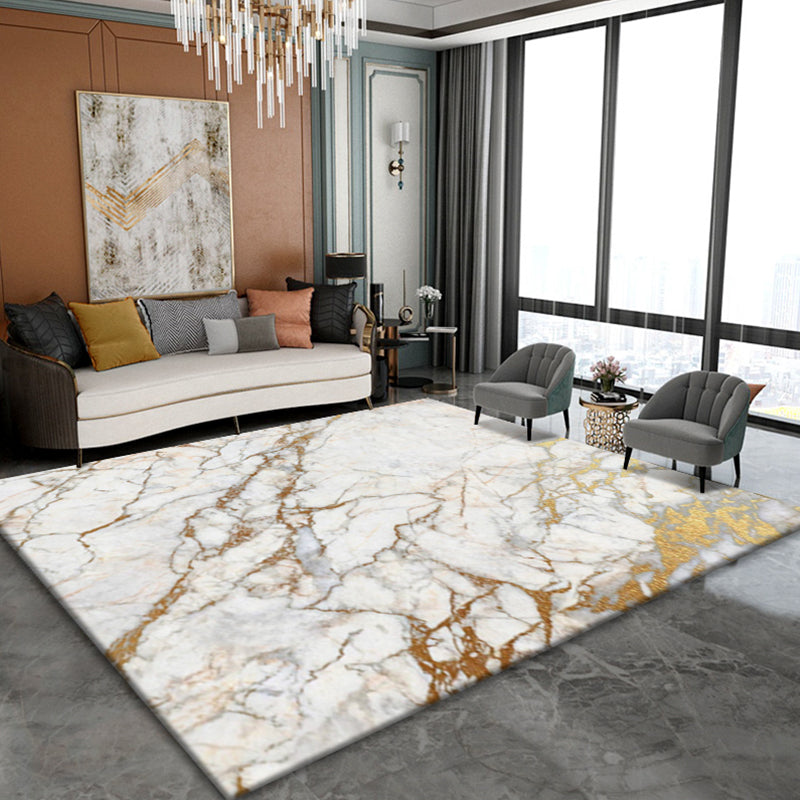 Casual Living Room Rug Multicolored Abstract Print Indoor Rug Polyster Non-Slip Backing Pet Friendly Area Carpet Yellow-White Clearhalo 'Area Rug' 'Rug' 2392549