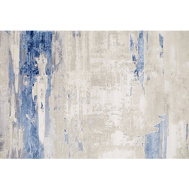 Minimalist Living Room Rug Multi Colored Abstract Printed Indoor Rug Polyster Anti-Slip Backing Pet Friendly Carpet Blue-White Clearhalo 'Area Rug' 'Rug' 2392562